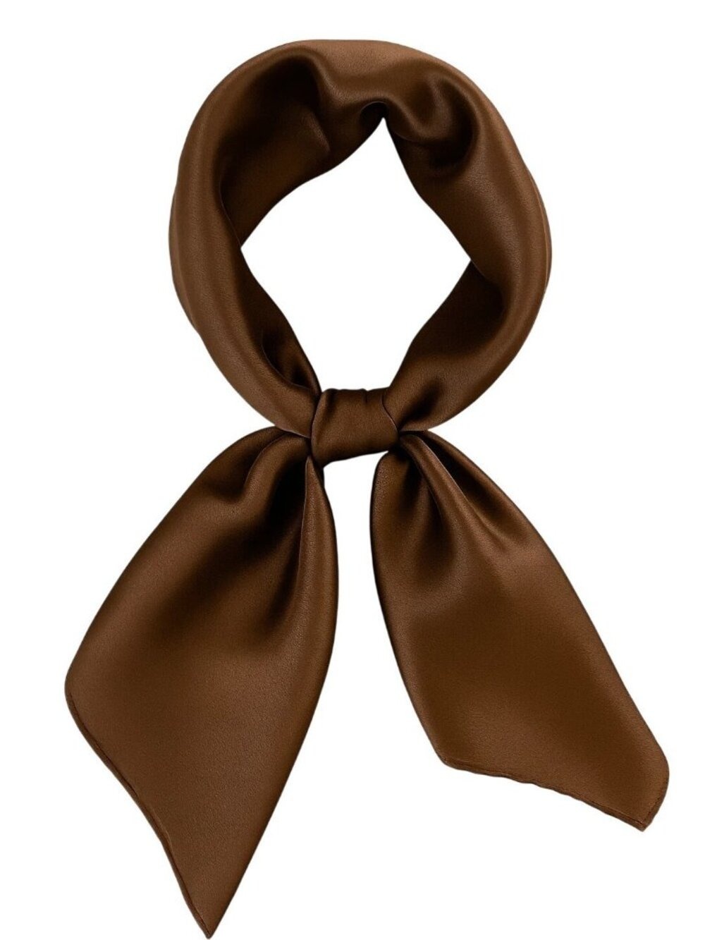 Brown Satin Scarf 19x19, Western Cowboy Cowgirl Bandana, Boho Coastal Ranch Wear